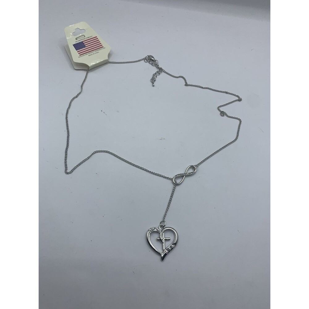 Christian Design Necklace 27  In Length Adjustable Infinity Symbol Heart Cross